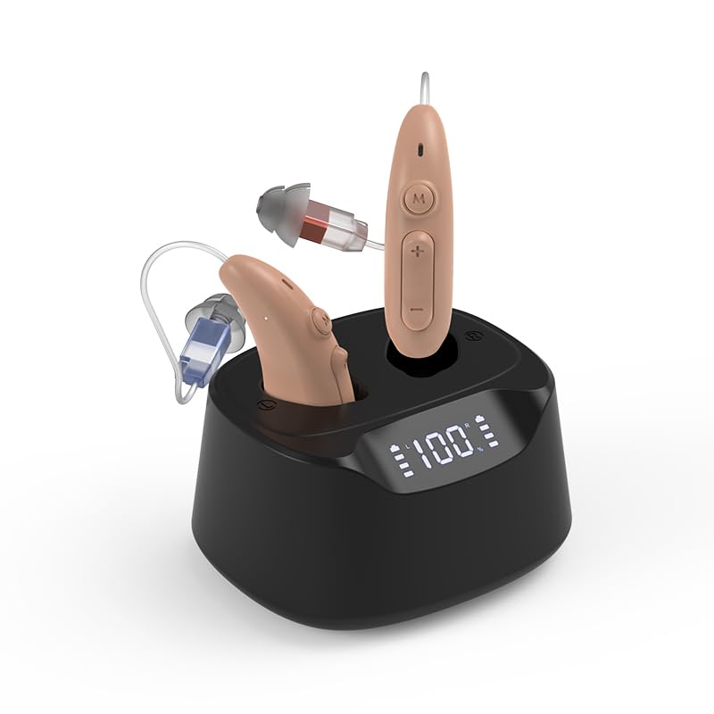 Blue Deer Rechargeable Hearing Aids for Seniors - Digital OTC Hearing Aid with Noise Cancellation 360° Omnidirectional Capture 30Hrs Long Endurance Behind Ear Hearing Amplifiers with Charging Case