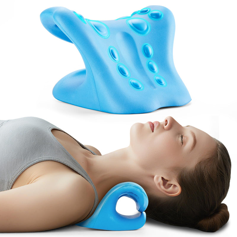 Neck Stretcher and Cervical Traction Device, Relaxer for TMJ Pain and Shoulder Pain Relief, Cervical Traction Device Pillow, Spine and Neck Corrector(Blue) - BeesActive Australia