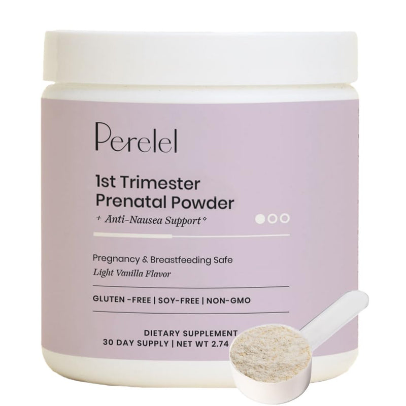 Perelel 1st Trimester Prenatal Vitamins Powder, Vanilla | Vitamin B6 & Methylfolate, Anti Nausea & Early Stage Support, Sugar Free Drink Mix, Gluten & Dairy Free, 30 Servings