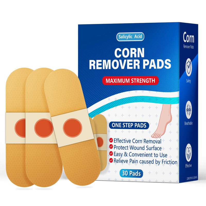 QIYANA Maximum Strength Corn Remover Pads for Toes - 40% Salicylic Acid Medicated Patches for Feet, Breathable All-Day Wear, Fast-Acting Hard Skin Treatment (30 Count) 30 Count (Pack of 1) - BeesActive Australia