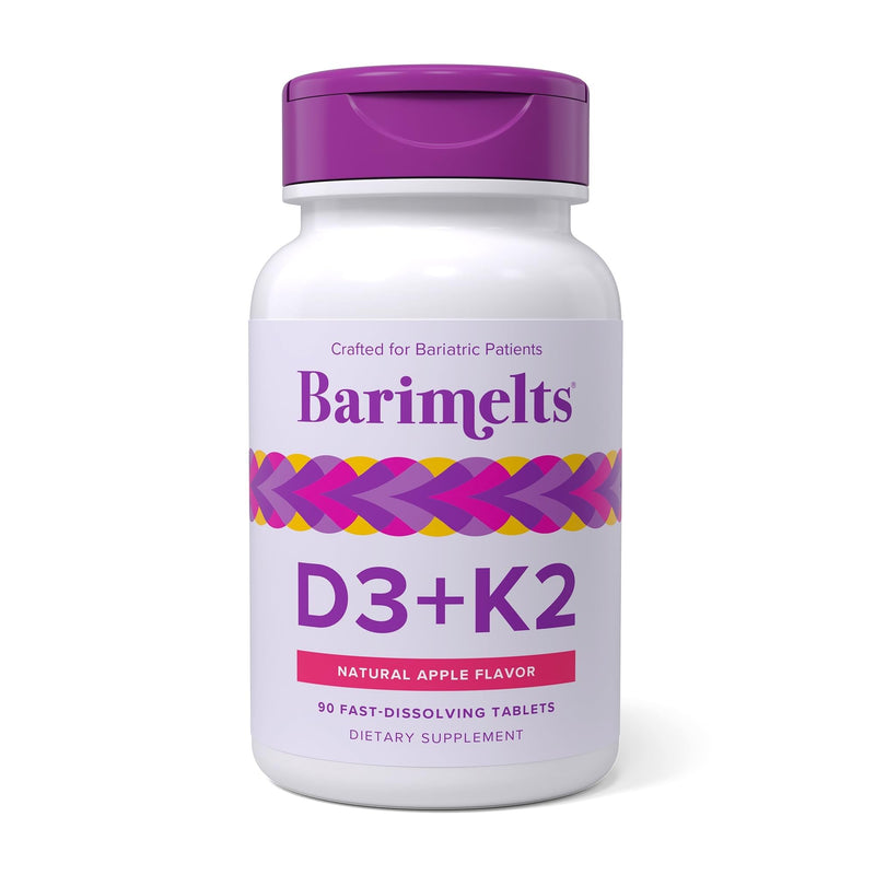 BariMelts Vitamin D3 K2-90 Fast-Dissolving Tablets (3-Month Supply) - Bariatric Vitamins for Women with Vitamin D3 5000 IU and K2 as MK-7, Natural Apple Flavor 90 Count (Pack of 1)
