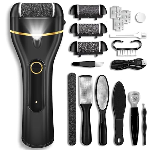 Electric Foot Callus Remover Waterproof，17 in1 Callus Remover for Feet Black
