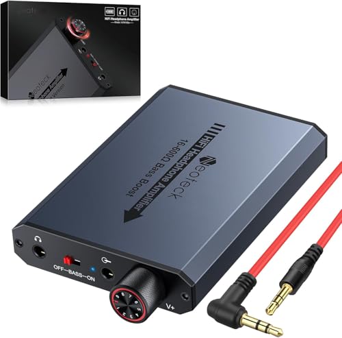 Neoteck 3.5mm Headphone Amp with Bass Boost, HiFi Headphone Amplifier 16-600Ohm Dark Grey