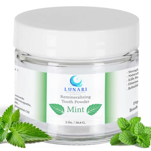 Remineralizing Mint Nano-Hydroxyapatite Tooth Powder for Sensitive Teeth – Natural Fluoride-Free Whitening Toothpaste with Bentonite Clay, Calcium Carbonate & Essential Oils, Vegan, Made in USA