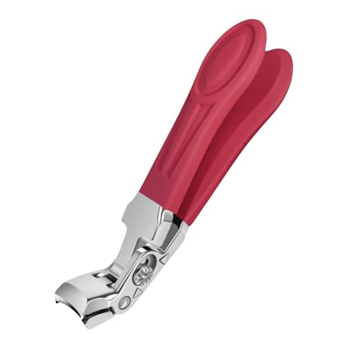 Professional Ruby Red Angled Nail Clippers for Seniors & Adults –Elegant Thick Toenail Clipper with 5'' Nail File, Ultra-Sharp Blades, Nail Catcher, Easy Grip & Safe Home Manicure & Pedicure Care Tool