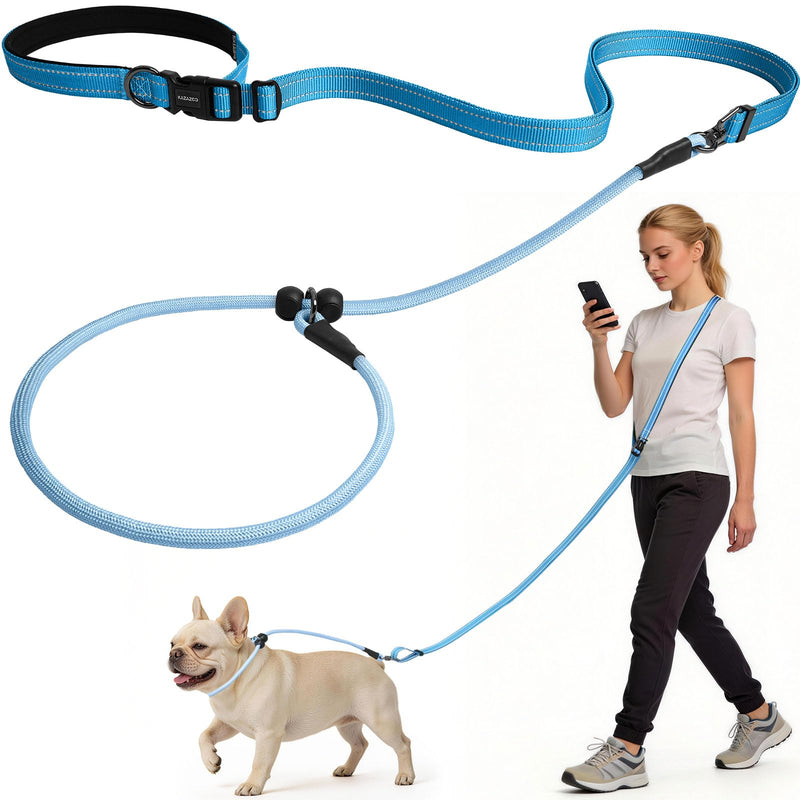 Kazazoo Slip Lead Dog Leash, Hands-Free No Pull Training Leash with Padded Handle for Medium Large Heavy Duty Dogs, Blue Light Blue - BeesActive Australia