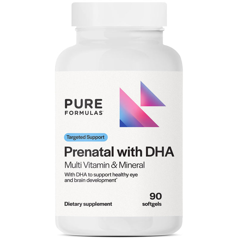 PureFormulas Prenatal Vitamins with DHA, Comprehensive Multi Vitamin & Mineral for Maternal Wellness and Baby's Healthy Development, Gluten-Free, Non-GMO, 30 Servings, 90 Softgels