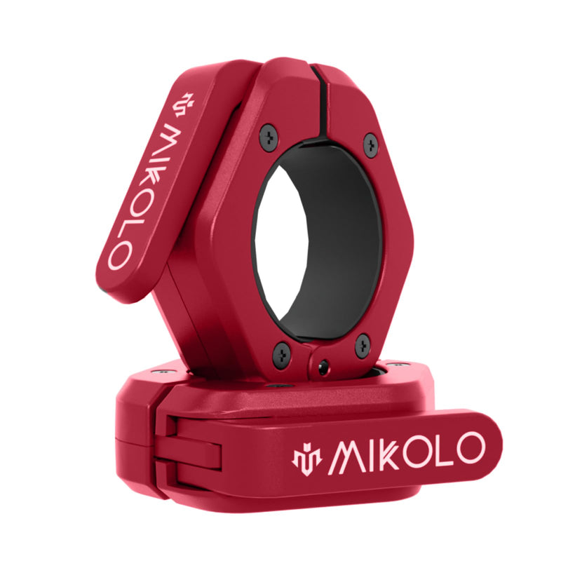 Mikolo Barbell Clamps,2-Inch Olympic Barbell Clips with Anti-Slip TPR Lining and Quick Release for Home and Gym Use Red Magnetic