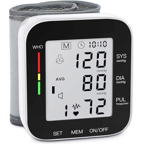 MMIZOO Wrist Blood Pressure Monitor BP Machine with Carrying Case Black