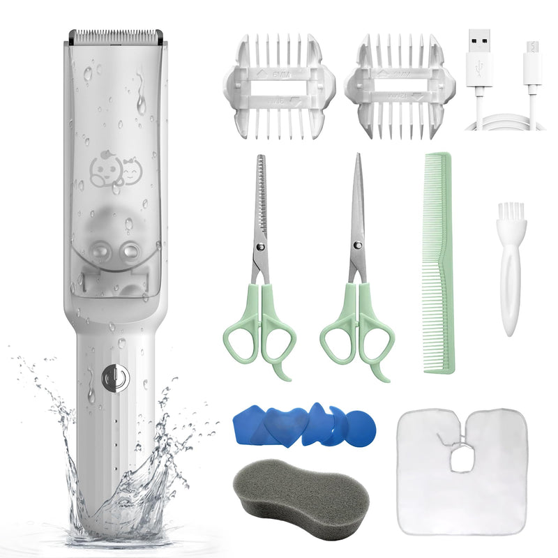 Baby Hair Clippers Set, Ultra Quiet Hair Trimmer with Vacuum for Infant, Toddler and Kids, Waterproof & Rechargeable Cordless Hair Cutter, Including Hair Cutting Scissors and Comb - BeesActive Australia