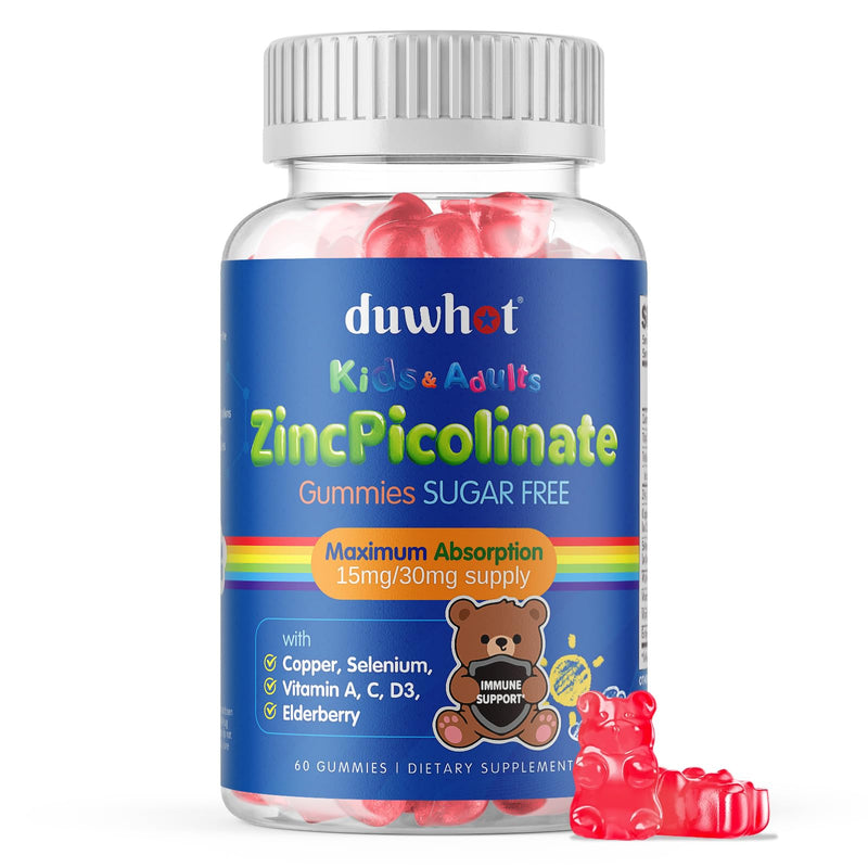 Zinc Picolinate 30mg Gummies, Zinc Copper Supplements for Kids, 60 Gummies | Zinc for Kids Teens, High Absorption Form with Selenium, Elderberry, Teenage Growth, Skin & Immune Health, Sugar Free 1