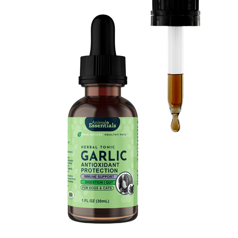 Animal Essentials Garlic Herbal Tonic for Dogs & Cats - Liquid Garlic Extract Supplement, All Natural, Provides Digestive & Immune Support, Antioxidant Protection for Pets - 1 fl oz 1 Fl Oz (Pack of 1)