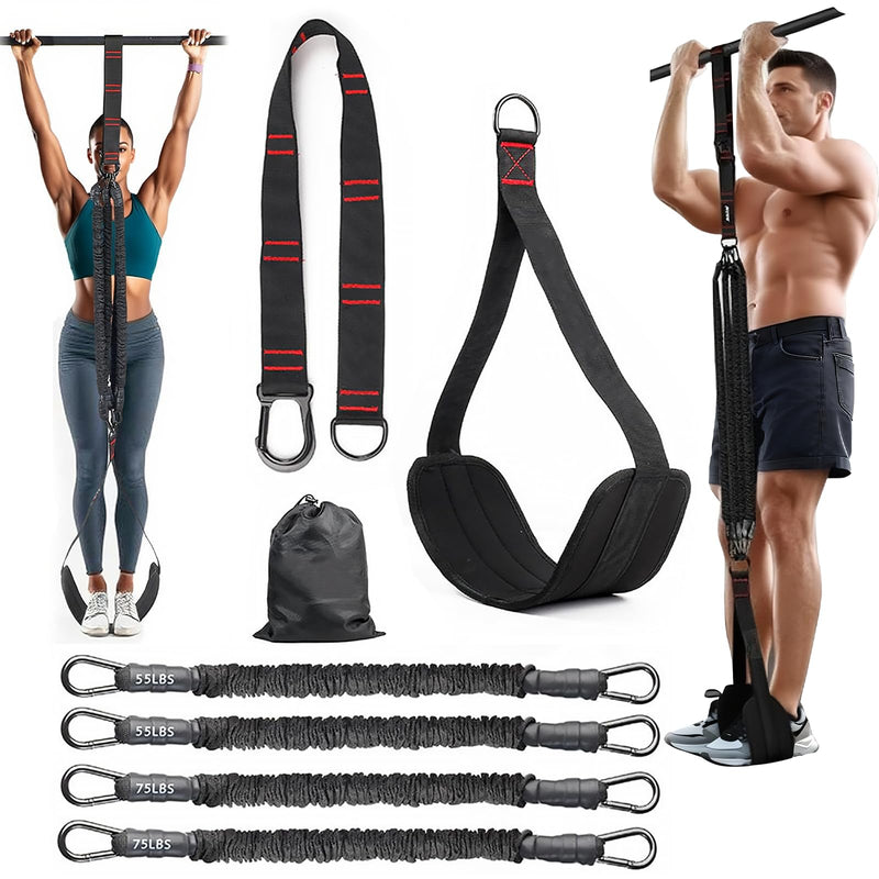Pull Up Assistance Bands 260lbs – Heavy Resistance Bands for Pull Ups with Feet Rest, Height Adjustable Pull Up Bar Bands, Strength Training Workout Equipment Black
