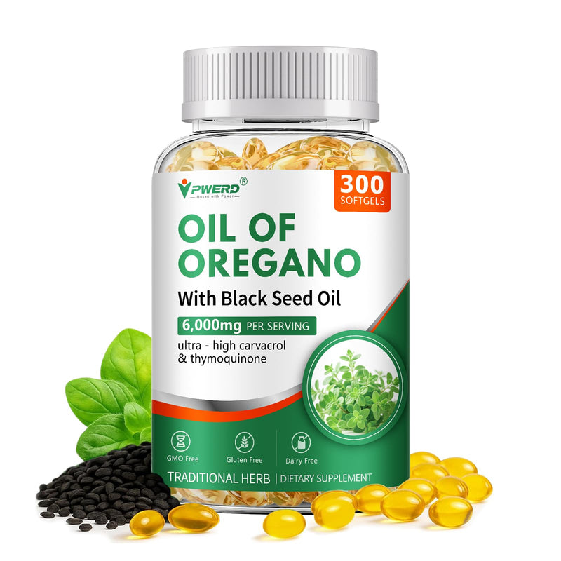 300 Softgels Wild Oregano Oil Capsules Organic Pills of Oregano Softgels Capsules Organic with Black Seed Oil 300 Count (Pack of 1)