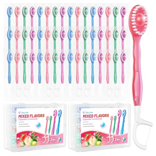 48 Pack 5-in-1 Travel Toothbrush Set for All Ages Mixed Flavor 1 Count (Pack of 48)