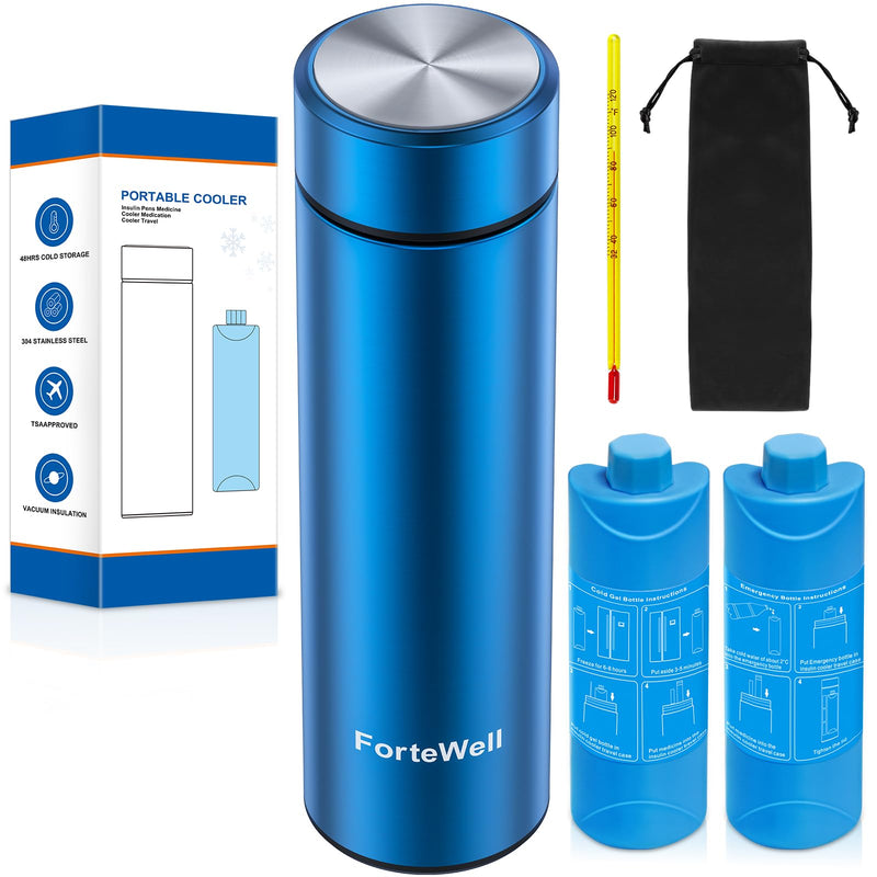 Insulin Cooler Travel Case TSA Approved ‚Äì 60H Insulin Pen Cooler for 2-3 Pens ‚Äì Medication Travel Case with Ice Packs, Ideal for Diabetes Care & Injection Storage (Blue) Blue