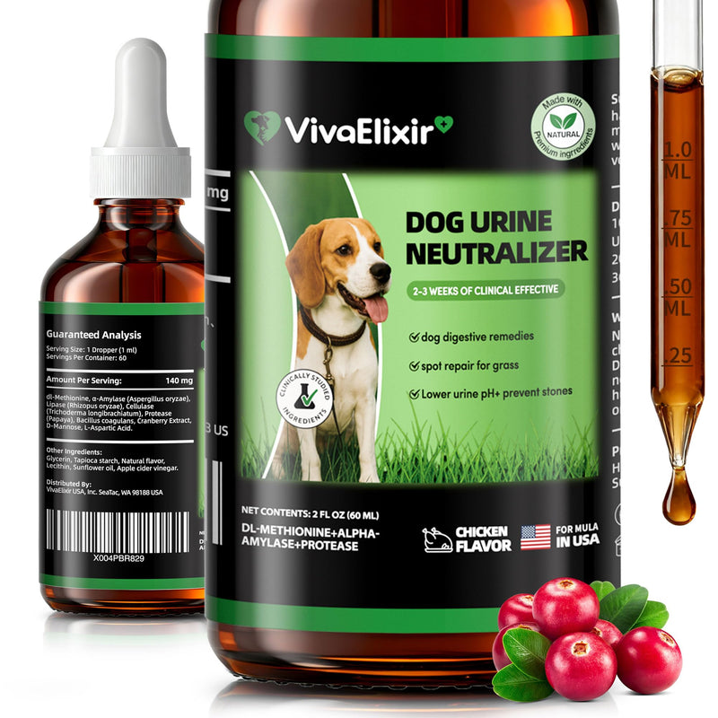 Cranberry Supplement for Dogs – Digestive Enzymes + Cranberry + DL Methionine –Pee Grass Spot Saver Caused by Dog Urine, Grass for Dogs, Dog Pee Green Grass Support, Lawn Spot Care Drops, 2 oz