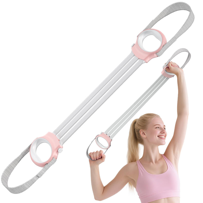 Figure 8 Fitness Resistance Bands with Handles, 20-60lb Adjustable Elastic Excercise Band, Non-Slip Fabric Silicone Bands for Strength Stretch Flexibility Training Arms Back Shoulder Chest Legs Power Pink - BeesActive Australia