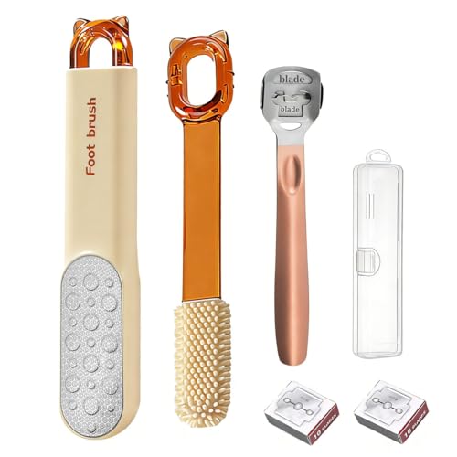 Dual-Sided Foot File-Callus Shaver with 21 Blades-Stainless Steel Foot Callus Remover & Foot Scrubber for Removing Calluses, Aged Keratin, Hard Dead Skin-Heel Scraper Pedicure Tool Kit
