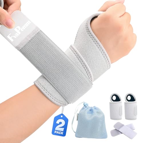 Wrist Brace for Carpal Tunnel 2 Pack Right Left Hand, Adjustable Wrist Brace for Day Night Support, Wrist Support Wraps for Women Men,Tendonitis, Arthritis, Weightlifting, Sports, Grey Grey, Wrist Support Brace, 2 Pack(Left and Right Hands)