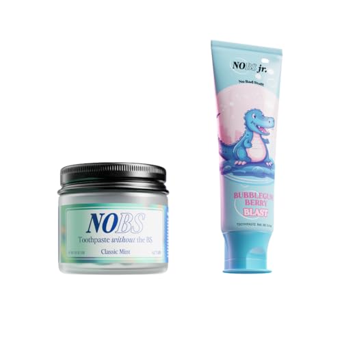 NOBS (No Bad Stuff) Toothpaste Tablets (1 Month) & NOBS Jr Bundle - Nano Hydroxyapatite, Fluoride Free, Eco & Travel Friendly - Remineralize with NHA