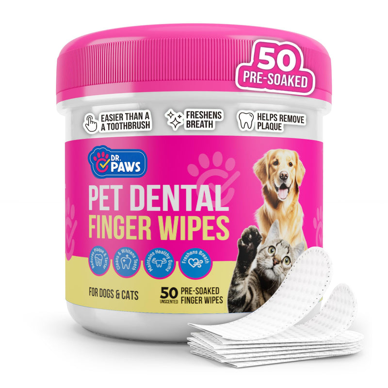 Pet Dental Finger Wipes - Natural Ingredients, Easy to Use Dog Teeth Cleaning Wipes for Effective Dog Teeth Cleaning - Ideal Dog Dental Wipes for Optimal Oral Hygiene Unscented