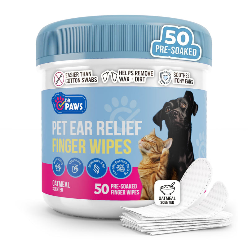 Dog Ear Cleaner Finger Wipes - Ear Finger Wipe for Dog Ear Infection Treatment, Easy to Use Cat Ear Cleaner, Eliminates Odor, Dog Ear Cleaning Solution, Dog Ear Wipes (Oatmeal)