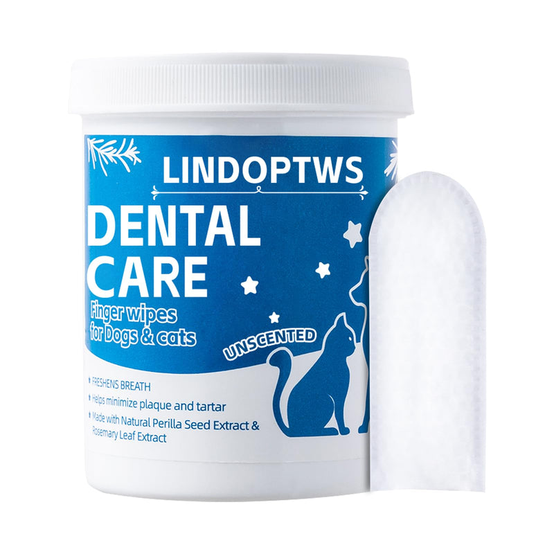 Dog Dental Wipes for Teeth Cleaning - Dog Tooth Wipes & Finger Toothbrush for Dogs, Waterless Formula Helps Fight Plaque and Tartar, Freshens Breath, Easy No-Rinse Oral Care (60 Count)