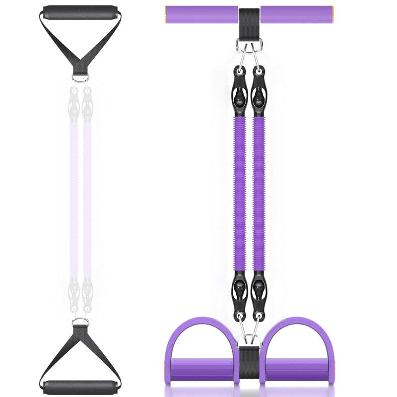 Multifunction Tension Rope, 2 Tubes Stretch Yoga Pedal Tension Strap, Adjustable Resistance, Tension Rope Fitness Equipment Purple
