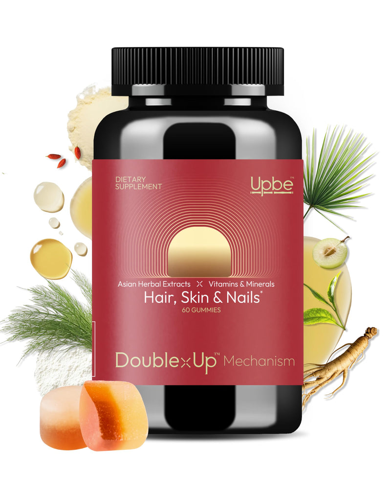 Hair Skin & Nails Gummies - 6000 mcg Biotin Vitamins & Minerals Supplement - Plant-Based, Vegetarian, No Artificial Flavors - Ginseng Herbs Gummy - 60ct