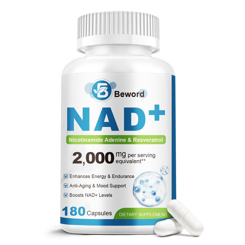 BEWORD Liposomal NAD 2000 Mg, 180 Capsules | 4-in-1 Formula with Liposomal NAD, Trans-Resveratrol, Non-GMO | Energy Support 180 Count (Pack of 1)