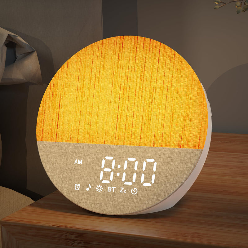 Sunrise Alarm Clock for Morning Wake-up: Gentle Gradual Wake Up Light for Heavy Sleepers Relieve Stress - Linen-Wrapped for Bedroom - 30 Sleep Sounds White Noise Machine with Memory & Bluetooth 6.5*4.6*6.2 Inch - BeesActive Australia
