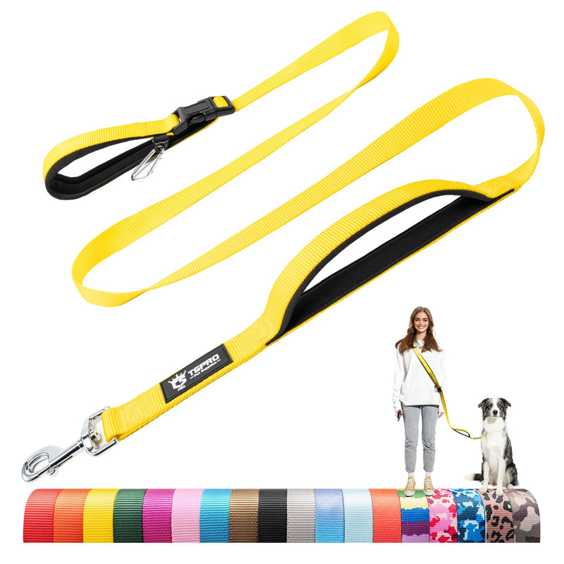 TSPRO Tactical Hands Free Dog Leash, Heavy Duty Adjustable with Padded Handle & Metal Safety Clasp for Walking Running Hiking Training, Medium & Large Dogs (Yellow 25) for Medium to Large Dogs Yellow 25 - BeesActive Australia