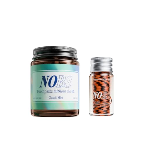 NOBS (No Bad Stuff) Toothpaste Tablets (3 Month) & Expanding Floss - Nano Hydroxyapatite, Fluoride Free, Eco & Travel Friendly - Remineralize with NHA