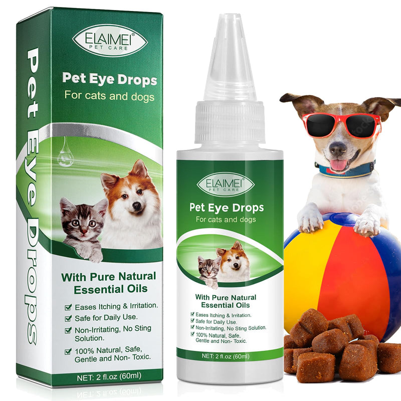 Dog Eye Drops, Eye Drops for Dogs and Cats, Dog Eye Infection Treatment to Soothe Infection Allergy, Relieve Dry Eyes Pink Eyes, Pet Tear Stain Cleaner, Dog and Cat Eye Wash, 2.02 fl.oz