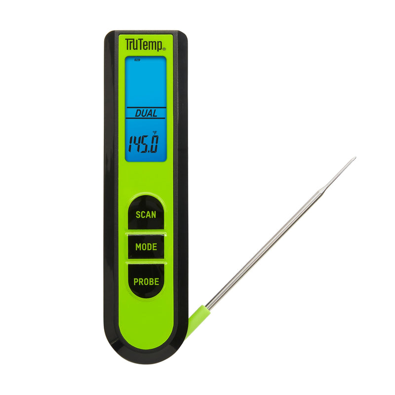 Taylor TruTemp Dual Instant Read Infrared Meat and Food Thermometer, Digital for Cooking, IPX5 Splash Proof Design, Plus Meat Probe for BBQ, Kitchen, Smoker, and Grilling, Green - BeesActive Australia