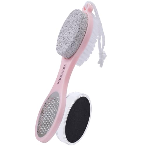 Foot Scrubber Brush with Pumice Stone for Feet Callus Remover Pedicure Tool Pink