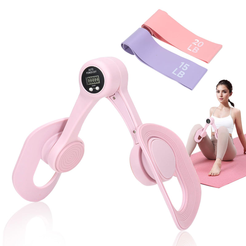 Thigh Master,Pelvic Floor Exercise Devices,Kegel Exercise Inner Thigh Exerciser for Women at Home Workout Equipment,360°Rotation and Display Count Pink