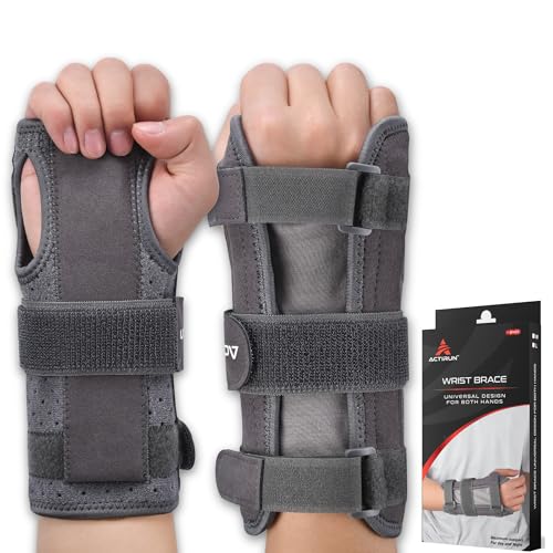 Universal Wrist Brace for Carpal Tunnel Relief – Night Sleep Support Wrist Splint with Metal Splint – Ambidextrous Hand Brace Fits Left and Right Hand – Men & Women Large