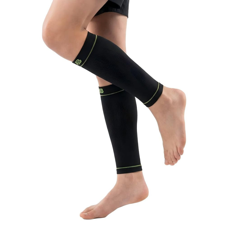Calf Compression Sleeves 20-30 mmHg for Kids & Teens for Sport Protection Calf and Shin Support Large Black - BeesActive Australia