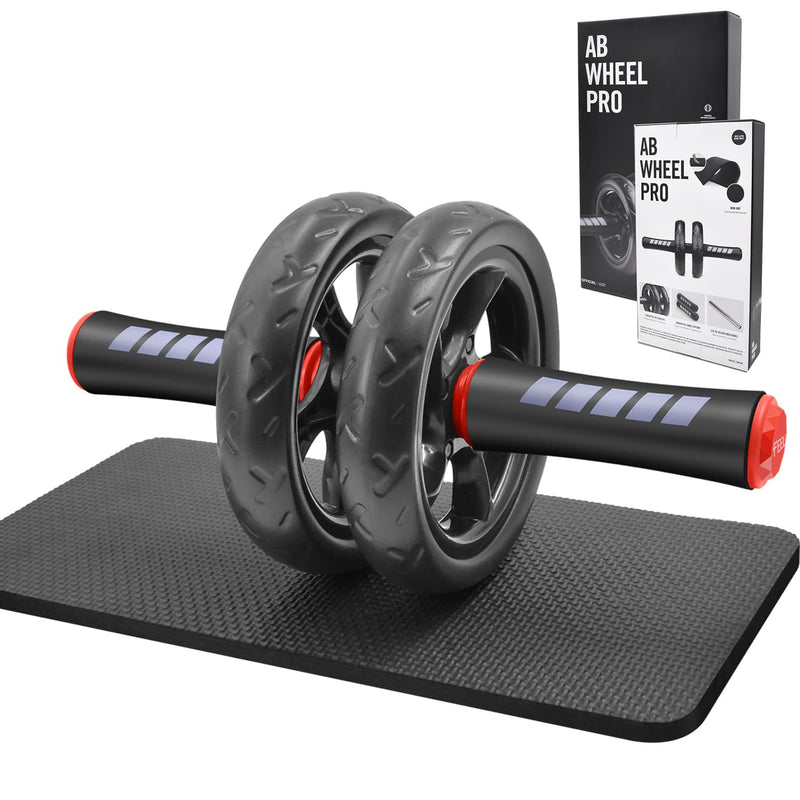 Ab roller wheel with knee pad for abdominal exercise core workout weight loss no noise easy to assembling light weight perfect home gym equipment for men & women Red Double Wheel - BeesActive Australia