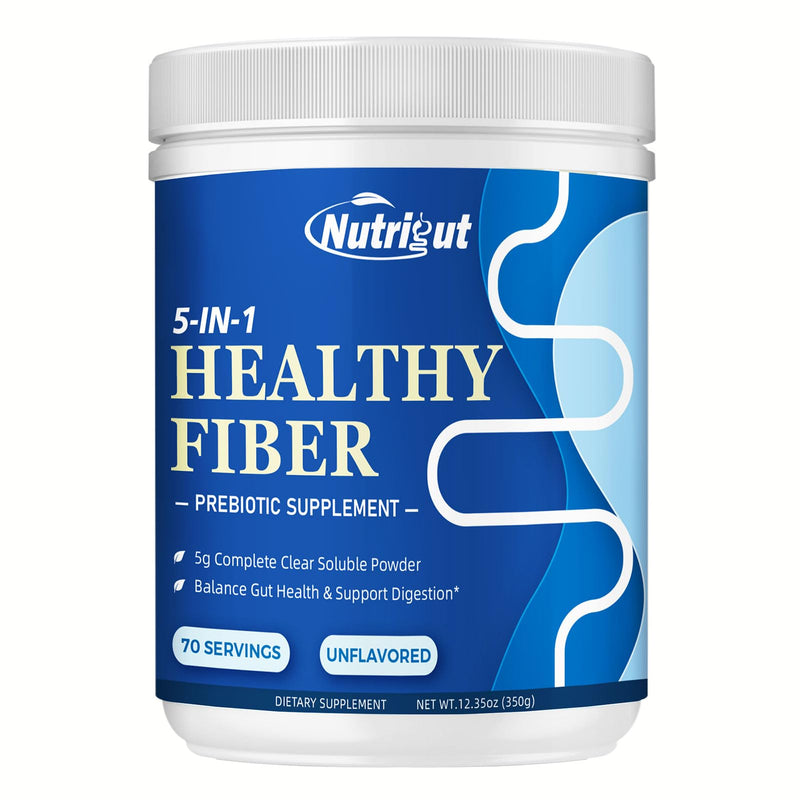 Fiber Powder Unflavored, 5g Soluble Fiber Supplement, 70 Servings | 5g Soluble Fiber with Acacia and Inulin for Daily Digestive Health and Regularity, Gluten Free, Sugar Free, Vegan 12 Ounce (Pack of 1)