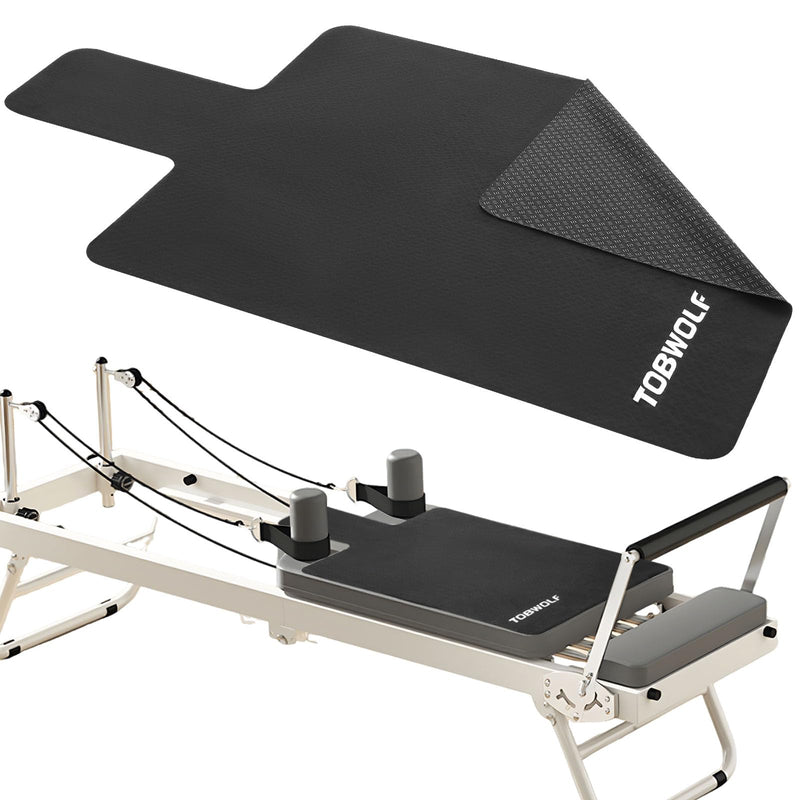 TOBWOLF 1PCS Premium Pilates Reformer Mat Towel, 39in x 24in Non-Slip Pilates Mat Cover, Lightweight - Soft Surface - Rubber Backing, Sweat-Wicking and Quick-Drying Reformer Cover For Yoga Enthusiast Pilates Reformer Mat Towel - Black