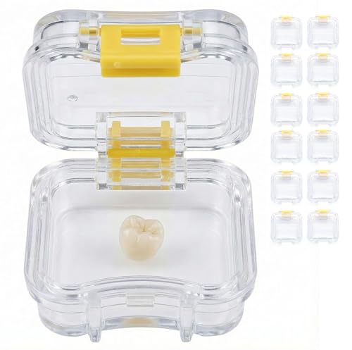 LA MIERE 12 Counts Dental Crown and Bridge Pillow Box with Secure Clasp | Transparent Membrane Film Showcase Tooth Box