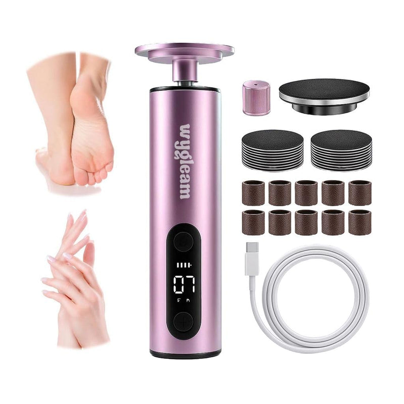 2-in-1 Electric Callus Remover and Nail File Drill Kit for Flawless Feet & Nails - 3 Speeds, Rechargeable, Professional at-Home Pedicure & Manicure Tool Pink