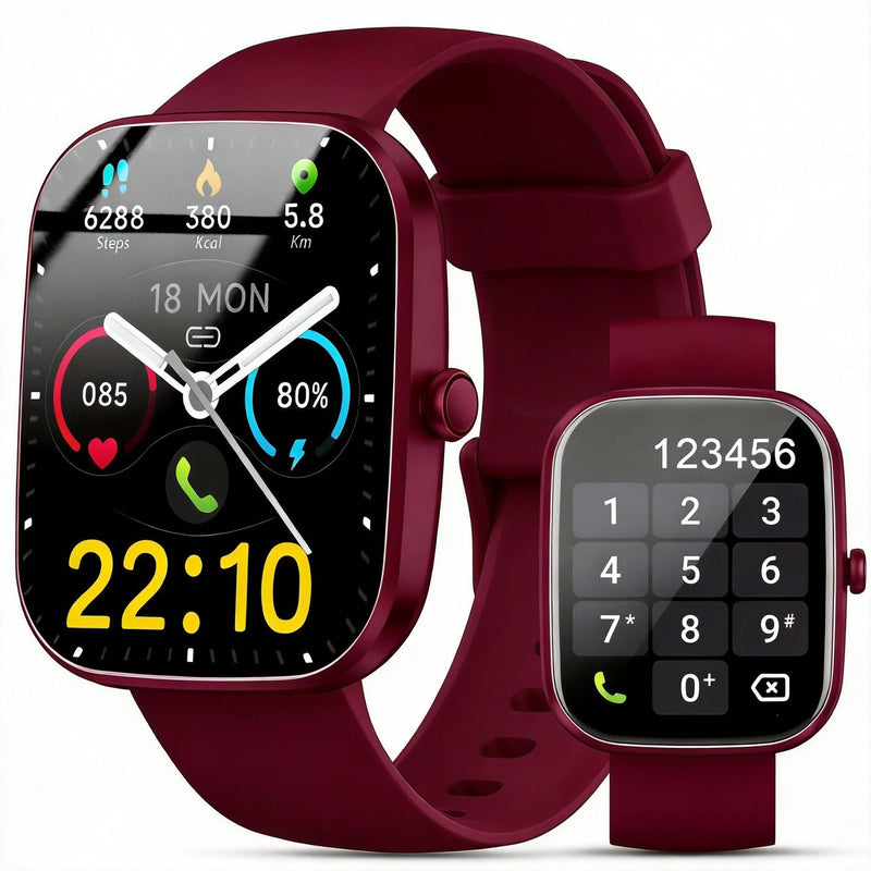 Smart Watch for Men Women(Answer/Make Calls), 1.96" HD Smartwatch, Fitness Tracker with 110+ Sport Modes, IP68 Waterproof, Heart Rate/Sleep/Step Monitor, Pedometer, Activity Tracker for Android iOS red - BeesActive Australia