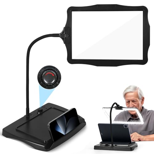 Magnifying Glass with Light and Stand 50 Ultra-Bright LEDs Large Magnifying Lamp with Light Magnifying Glass on Stand Hand-Free with 360° Flexible Gooseneck for Close Work Reading Repair Crafts Black