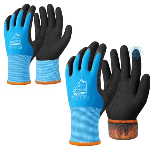 toolant Winter Work Gloves for Men & Women, Freezer Gloves with Super Durable & Grip, Insulated Liner for Cold Weather 2 Pair Large Blue