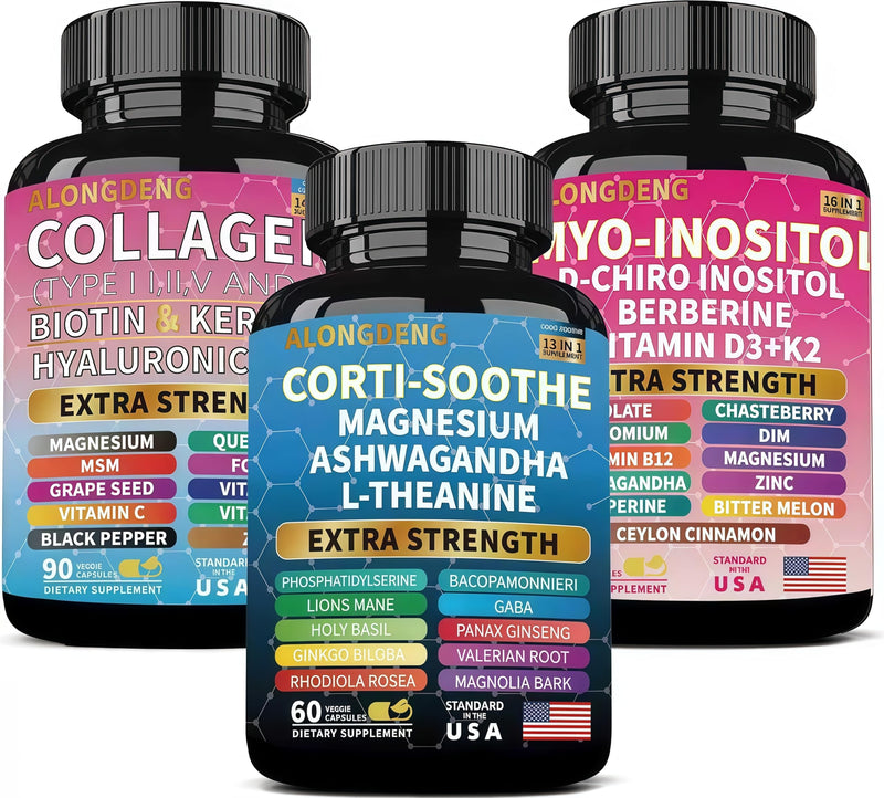 She Shines Set - Ultimate Women's All-in-One Supplement with Corti-Soothe, Myo-Inositol, Collagen & Extra Strength Ingredients