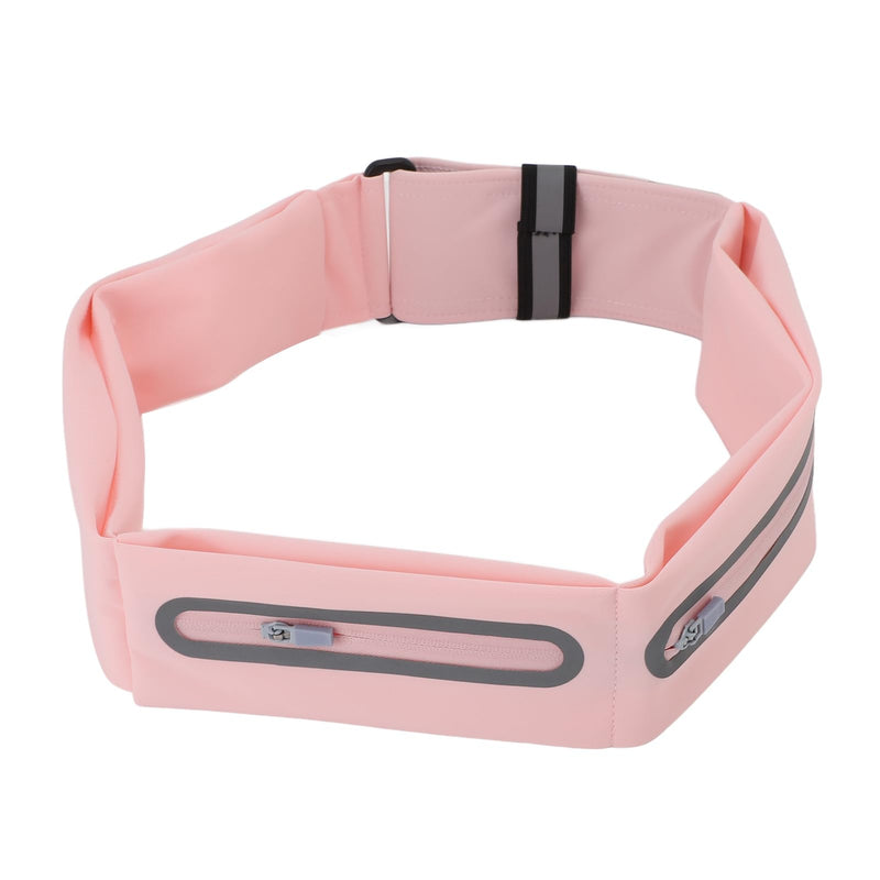 YUYTE Slim Running Belt Fanny Pack, Portable Fitness Waist Pack Bag Phone Holder for Exercise, Hiking, Cycling, Jogging and Workout with Reflective Strips (Pink) Pink